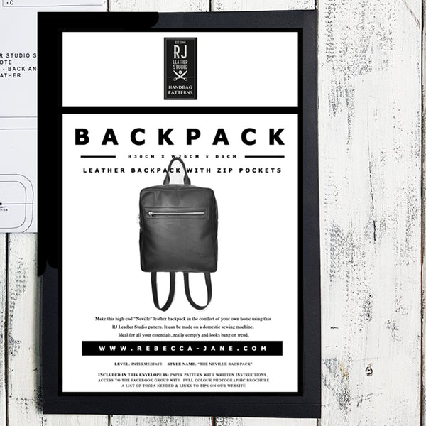 "The Neville" Leather Backpack - A0 Printed Paper Template & PDF Full Colour Brochure